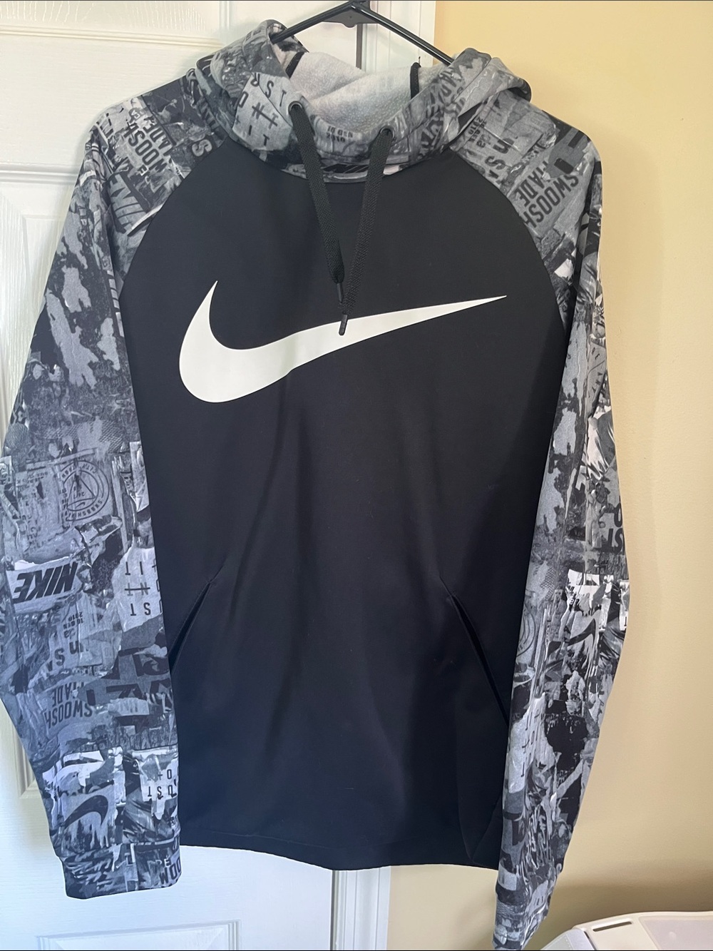 Nike Black Hoodie with Gray Graphic Sleeves